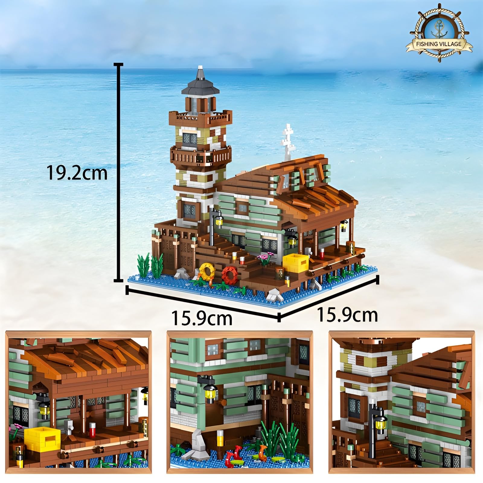 Fishing Village Hut Micro Building Set, 2689PCS STEM Architecture Game Modular Building Bricks Kit, Creative House Model Toys - Image 2
