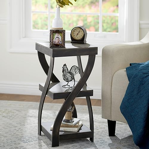 Miniatura 3 de The Lakeside Collection Mesa auxiliar trenzada gris rústico