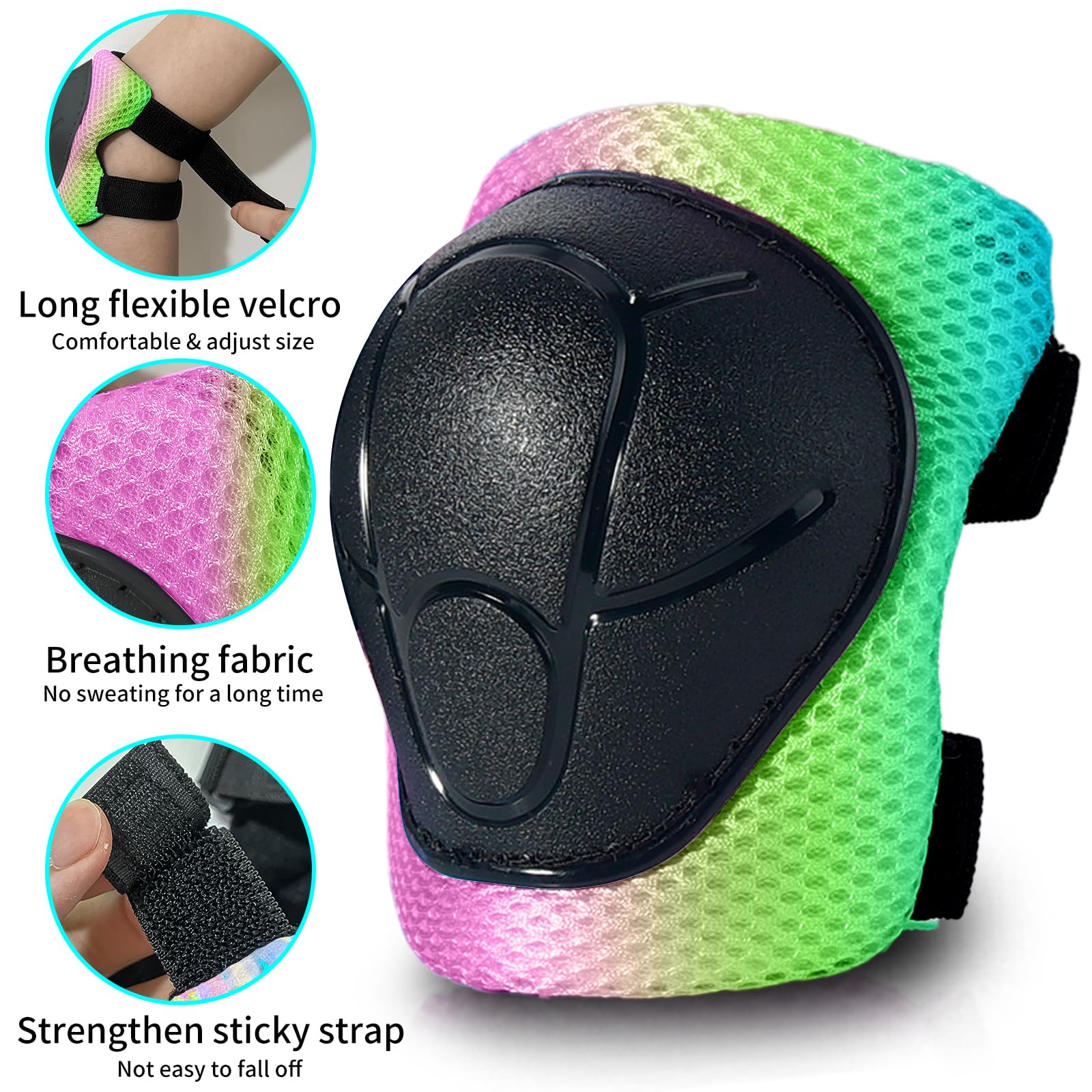 Almohadillas para monopatín para niños, jóvenes, adultos, coderas y muñequeras, equipo de protección, correas dobles fuertes y clips ajustables de fácil fijación para patineta, patinaje,