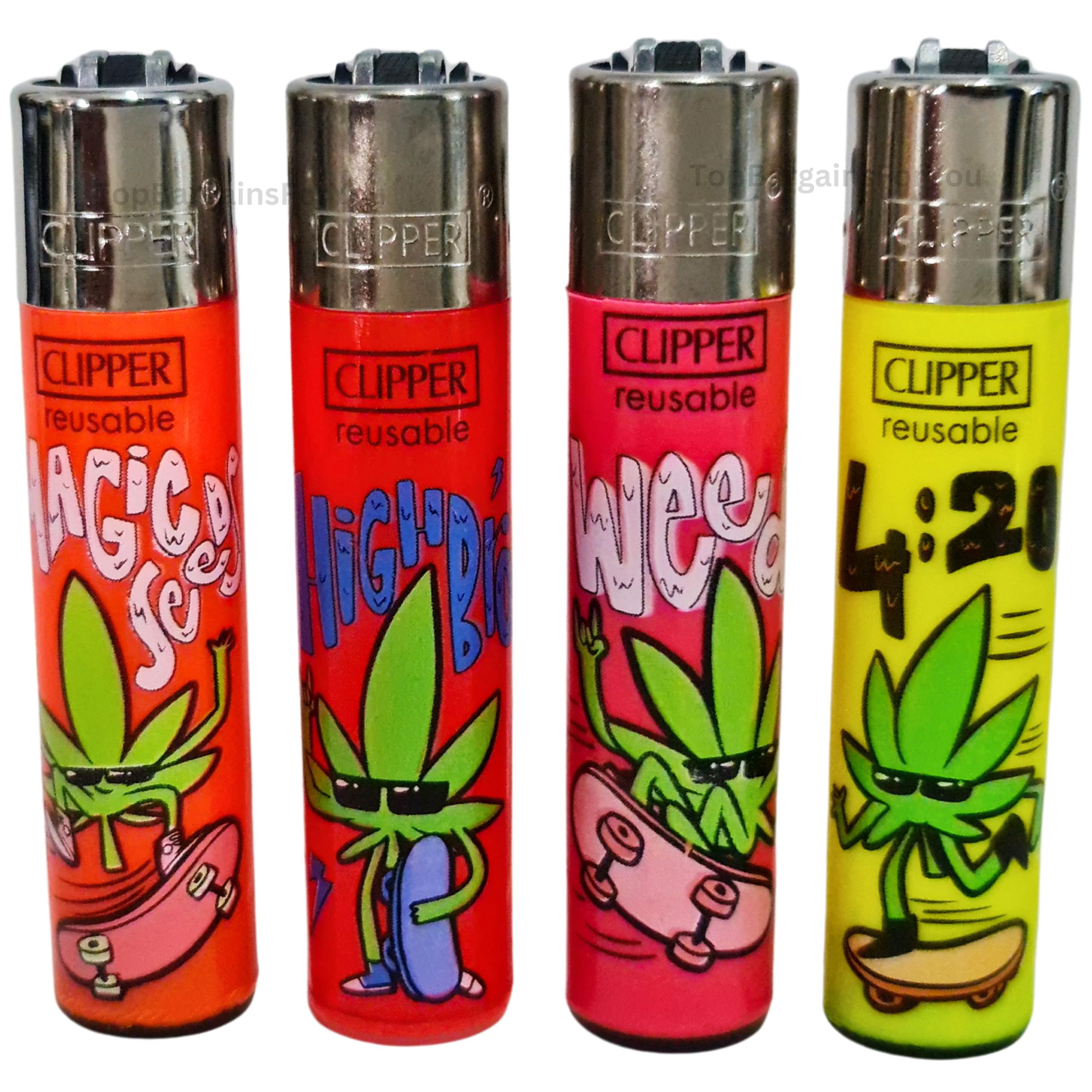4 x Clipper Lighter Set Gas Refillable Windproof Lighters Standarad Size Replaceable Flint Rare Limited Edition (Planet Flowers 1) — view 8