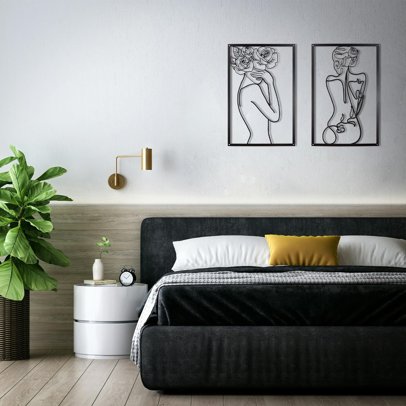Cuadros Decorativos Minimalistas Para Pared - Set De 4 Piezas Abstractas (negro)