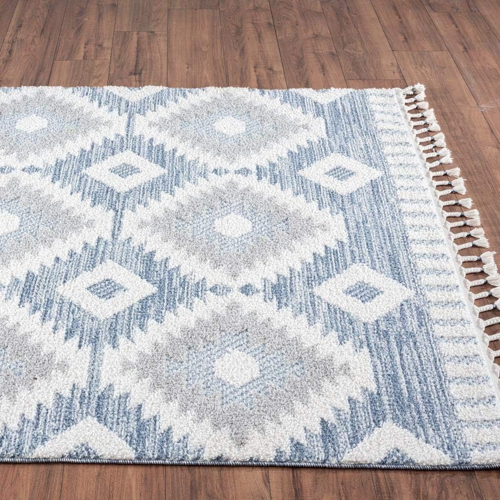 LUXE WEAVERS Ibiza Collection 7898 Blue 5x7 Moroccan Area Rug