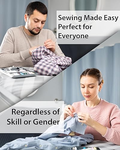 Miniatura 17 de Kit de costura fácil de usar para adultos y niños, kit de aguja e hilo con suministros de costura y accesorios para fijar botones y reparaciones