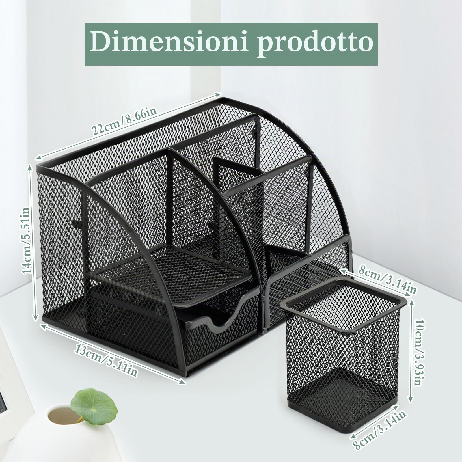 UMILKI Organizzatore da Scrivania, 1 Portaoggetti da Scrivania in Metallocon cassetto+1 Porta Penne per Scrivania, Multifunzione Archiviazione in Rete per la Scuola, Casa, Ufficio