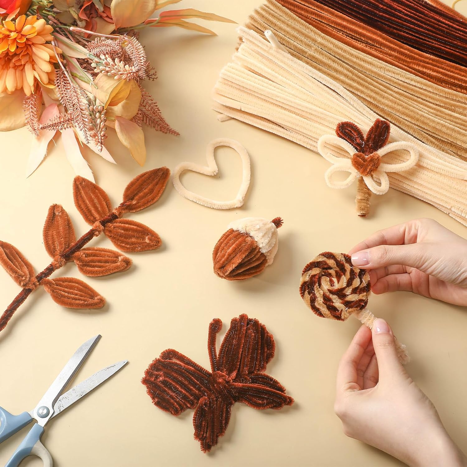 200 Pcs 24 Inch Extra Long Pipe Cleaners for Craft, Gradient Brown image 5
