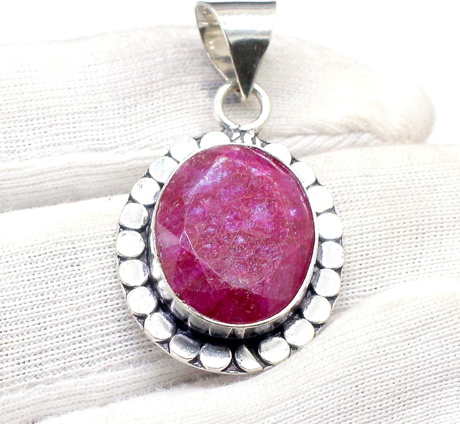 Natural Kashmir Red Ruby Pendant 925 Sterling Silver Pendant Ruby Gemstone Handmade Pendant Necklace Silver Jewelry For Women Gift For Her - Image 2