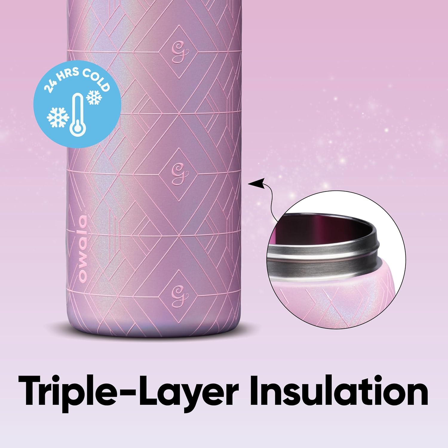 Owala Wicked FreeSip Insulated Stainless Steel Water Bottle with Straw for Sports and Travel, BPA-Free Sports Water Bottle, 32 oz, Glinda (Pink) - Image 4