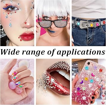 Leikedun 10 Sheets Glitter Festival Face Gems Stick On, Crystal Rhinestones | Colorful self-adhesive face stickers for eye makeup, hair gemstones & temporary tattoo, party rave accessories, body jewels