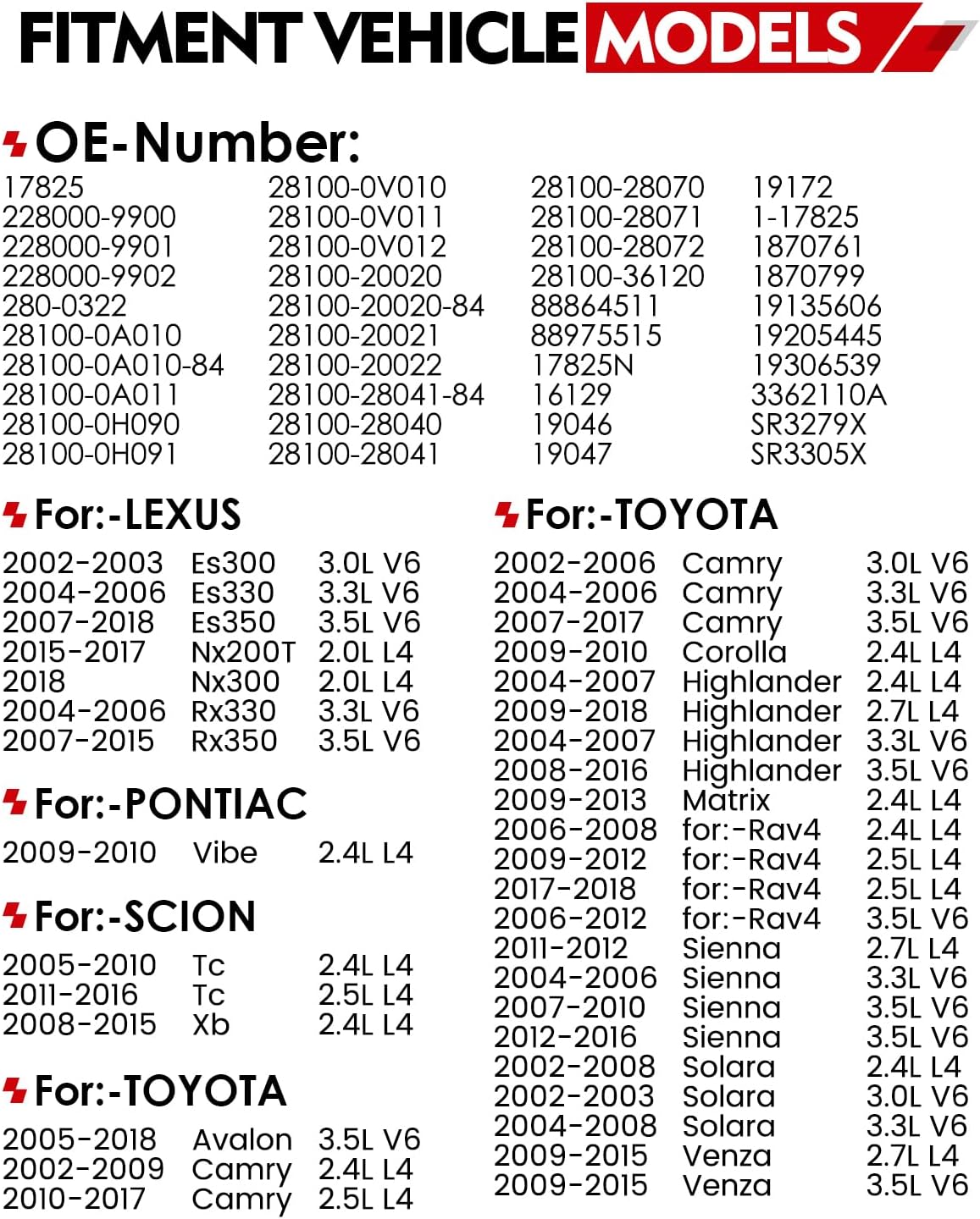 17825N Starter Motor for:-Toyota Sienna 2004-2016, Avalon Camry Highlander Matrix for:-RAV4 2002-2018, for:-Lexus ES300 ES330 ES350 RX330 RX350, for:-Scion TC XB Replacment OE# 281000A010