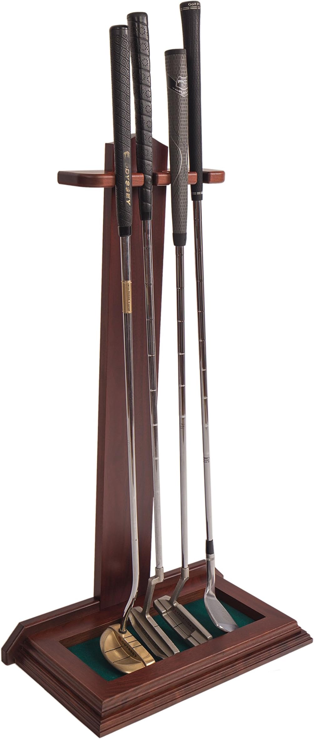 Premium Wooden Golf Putter Stand | Solid Wood with 3 Color Options | Perfect for Golf Simulators | 4 Putter Capacity | Great for Home or Office (Cherry)