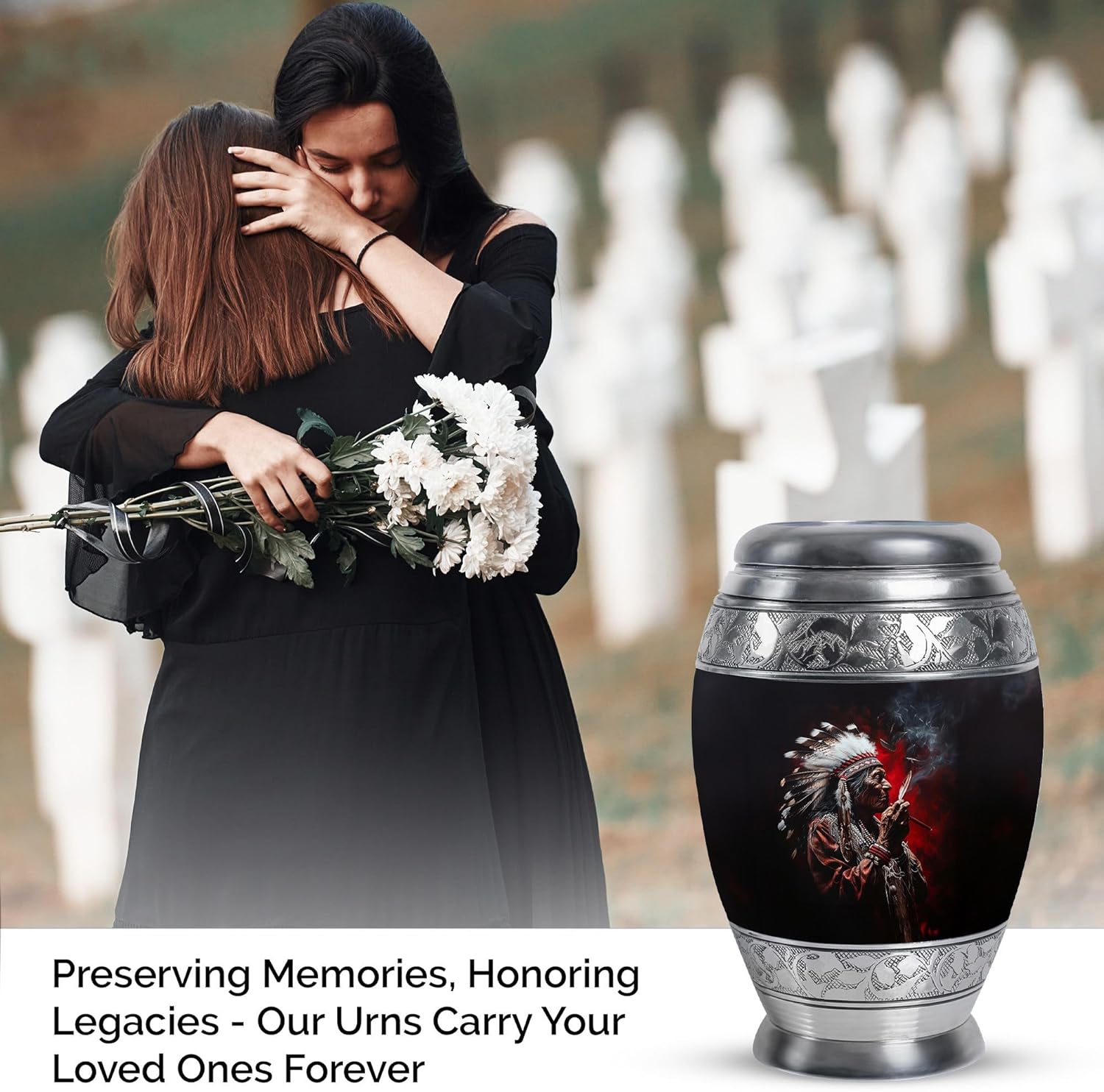 Native American Urns for Human Ashes - Keepsake Urn - Cremation Urns for Adult Ashes Men & Women - 3 inch Pack of 1
