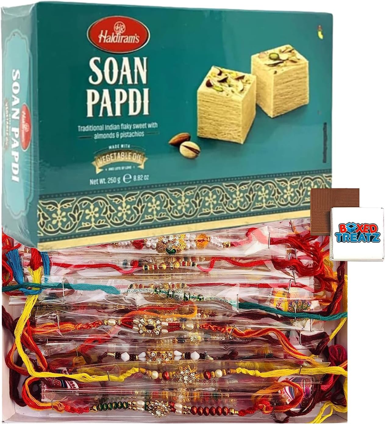Rakhi Bundle, Haldiram's Sweet Box - Soan Papdi 250g, 1Pc Rakhi For ...