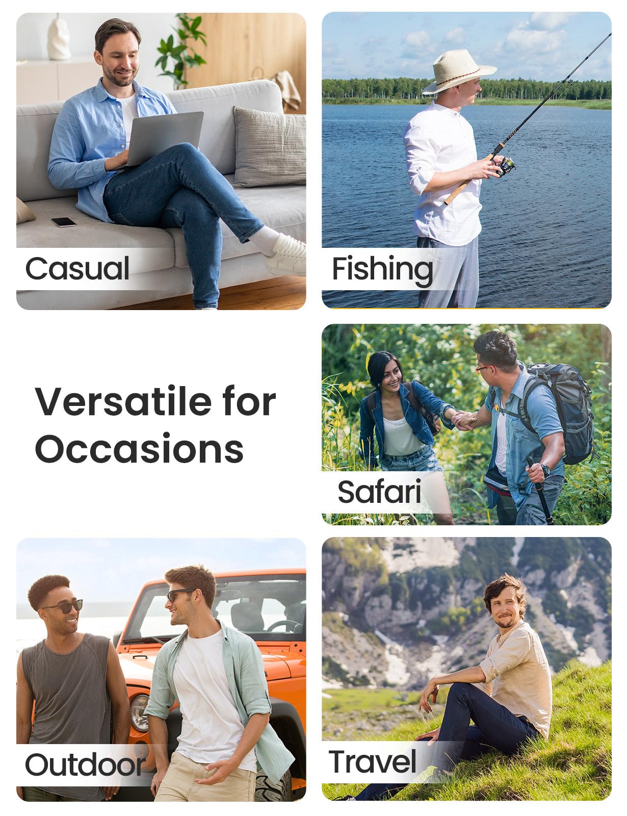 baleaf Camisas de safari de manga larga para hombre, protección solar UPF 50+, ligera, de secado rápido, con bolsillos, para senderismo, caminar, golf y uso casual