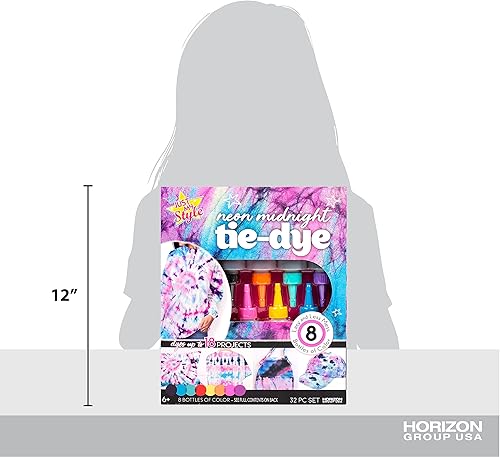 Miniatura 8 de Just My Style Kit de teñido anudado neón medianoche para crear hasta 18 accesorios de teñido anudado, gran juego de manualidades de teñido anudado,