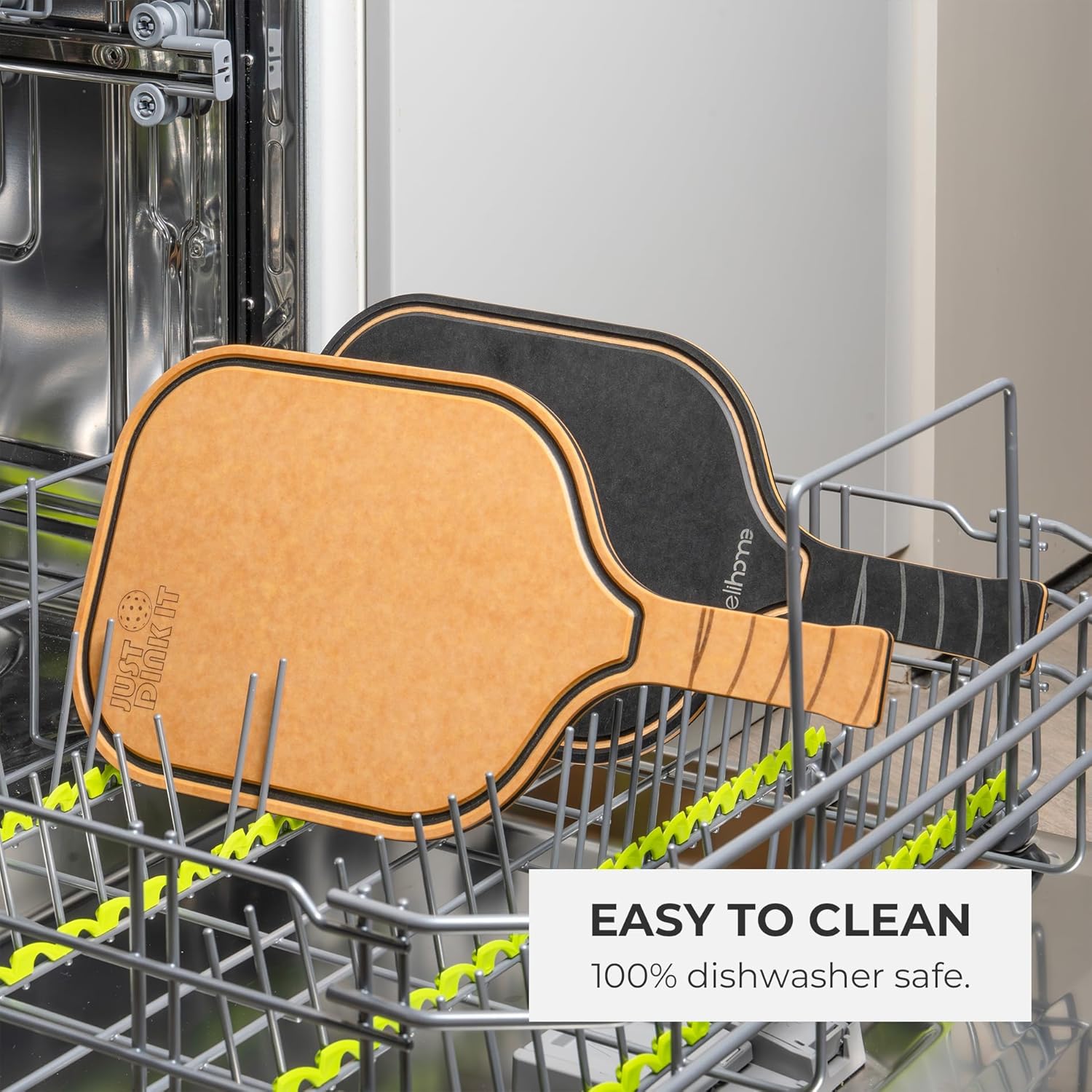 Elihome Pickleball Charcuterie & Cutting Board, Pickleball Gifts for Women Men, Wood Fiber, Paddle Shape with Handle, Dishwasher Safe, Reversible Design, Juice Groove, "Eat Sleep Pickleball Repeat"