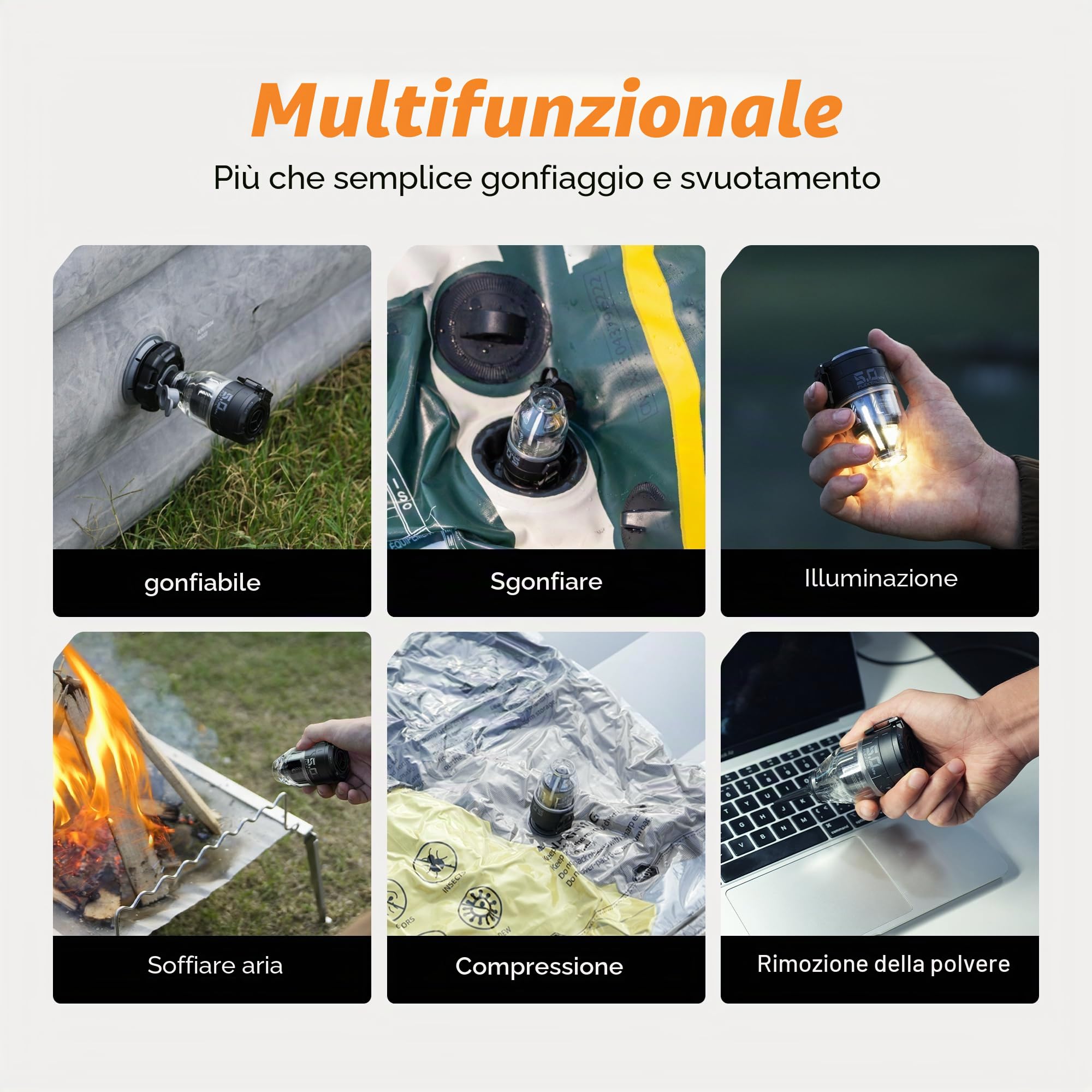 FLEXTAILGEAR Max Pump 3 - Pompa ad aria portatile, 5,0 kPa, leggera, ricarica USB per gonfiare e sgonfiare gli aiuti per il nuoto, materassi ad aria e giubbotti di salvataggio