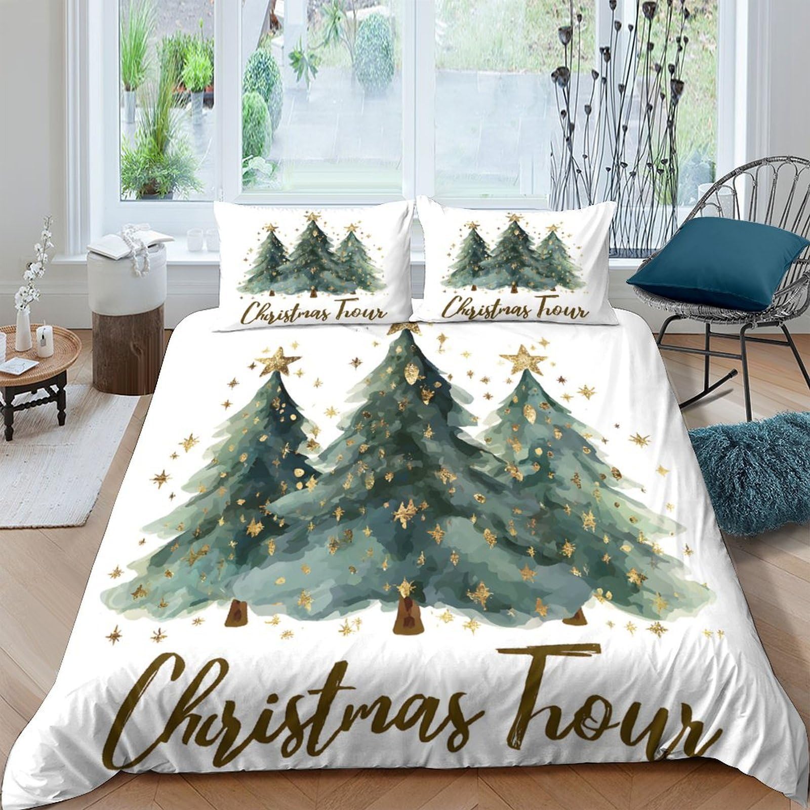 Ctjqhvkz Style-8 3D Printed Christmas Tree Fitted Sheet Microfiber Soft Bed Cover For Bedroom Dorm Festive Decor Mattress Protection Single（135X200cm）