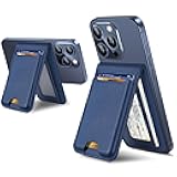 For Magsafe Wallet Stand, Strongest Magnetic Wallet for iPhone 17/16/15/14/13/12 Series, Magnetic Card Holder with Adjustable Stand, ID Window, 6 Cards Holder, Vegan Leather, RFID Blocking, Navy Blue