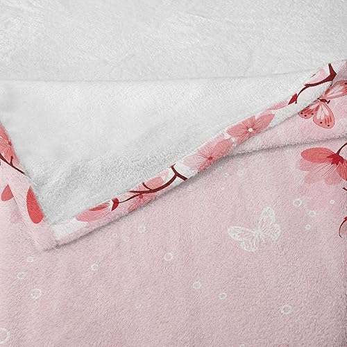 Miniatura 6 de Lunarable Manta oriental, flor de cerezo japonés, capullos de Sakura, destinos de viaje de primavera, funda de franela polar suave para adultos, 70