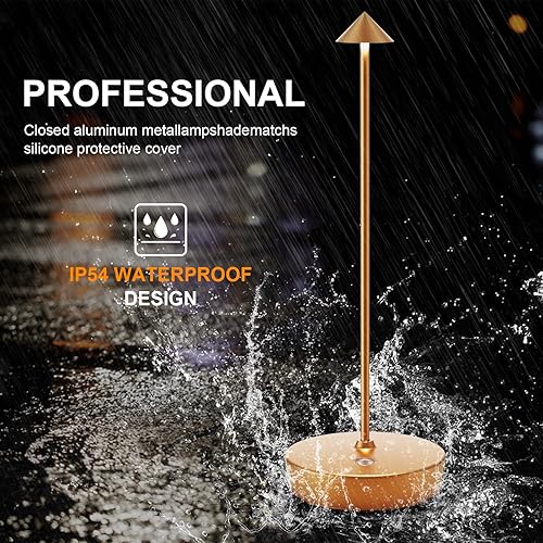 Miniatura 2 de YIBEN Paquete de 2 lámparas de mesa inalámbricas recargables, batería LED portátil de 6000 mAh, lámpara de escritorio USB de metal, 3 niveles de luz