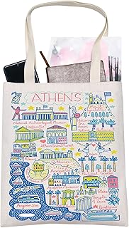 Athens City Themed Canvas Tote Bag Athens Travel Souvenir Gift Greece Athens Shoulder Bag Athens Merchandise