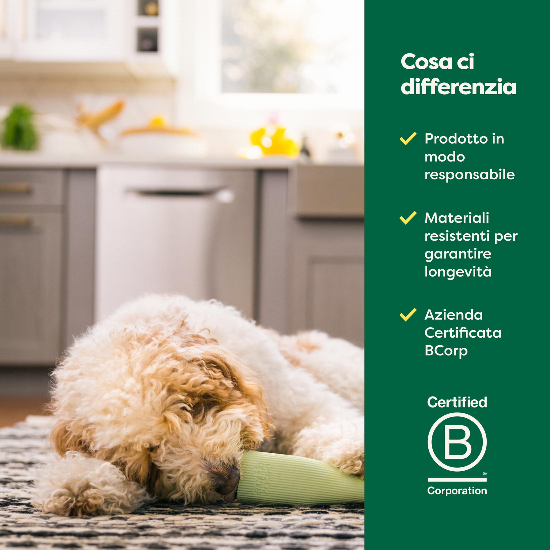 Giocattolo Dispensatore Per Cani EARTH RATED - In Gomma Naturale, Lavabile E Congelabile | Piccolo, Verde - Foto 6