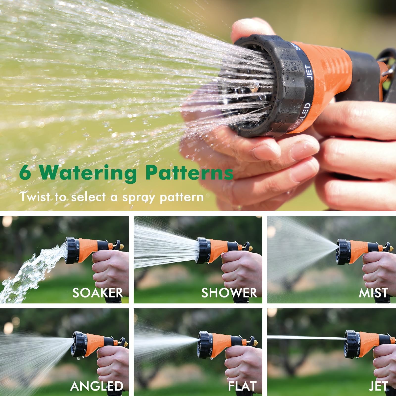 RESTMO Hose Pipe Spray Gun, Heavy Duty Metal Garden Hose Spray Gun, Black + Orange, 6 x 11 x 5 cm - Image 4