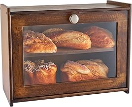 Worthyeah Bamboo Bread Box for Kitchen Countertop, Wooden Bread Storage Box with Transparent Window, 2-Layer Large Capacity Bread Storage, Kitchen Bread Holder, Self Assembly