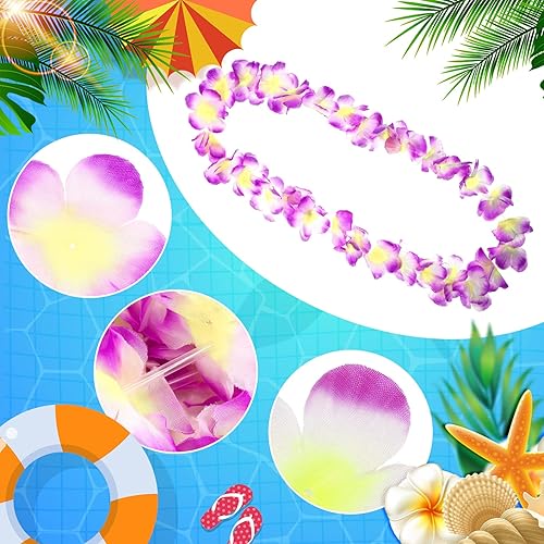 Miniatura 48 de 24 collares hawaianos Leis con flores tropicales Lei floral Luau decoraciones de fiesta hawaiana Luau collares de flores hawaianas Luau guirnalda