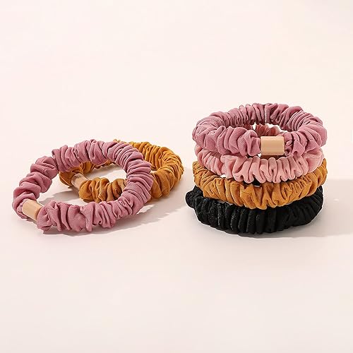 Miniatura 10 de Lazos de satén para el cabello de seda, pequeños mini coleteros para mujeres, accesorios para el cabello grueso, lindo, suave, antideslizante,
