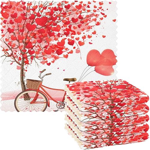 VIGTRO Toallas de cocina con diseño de árbol del día de San Valentín, súper absorbentes, trapos de cocina de primera calidad para cocina, paños de