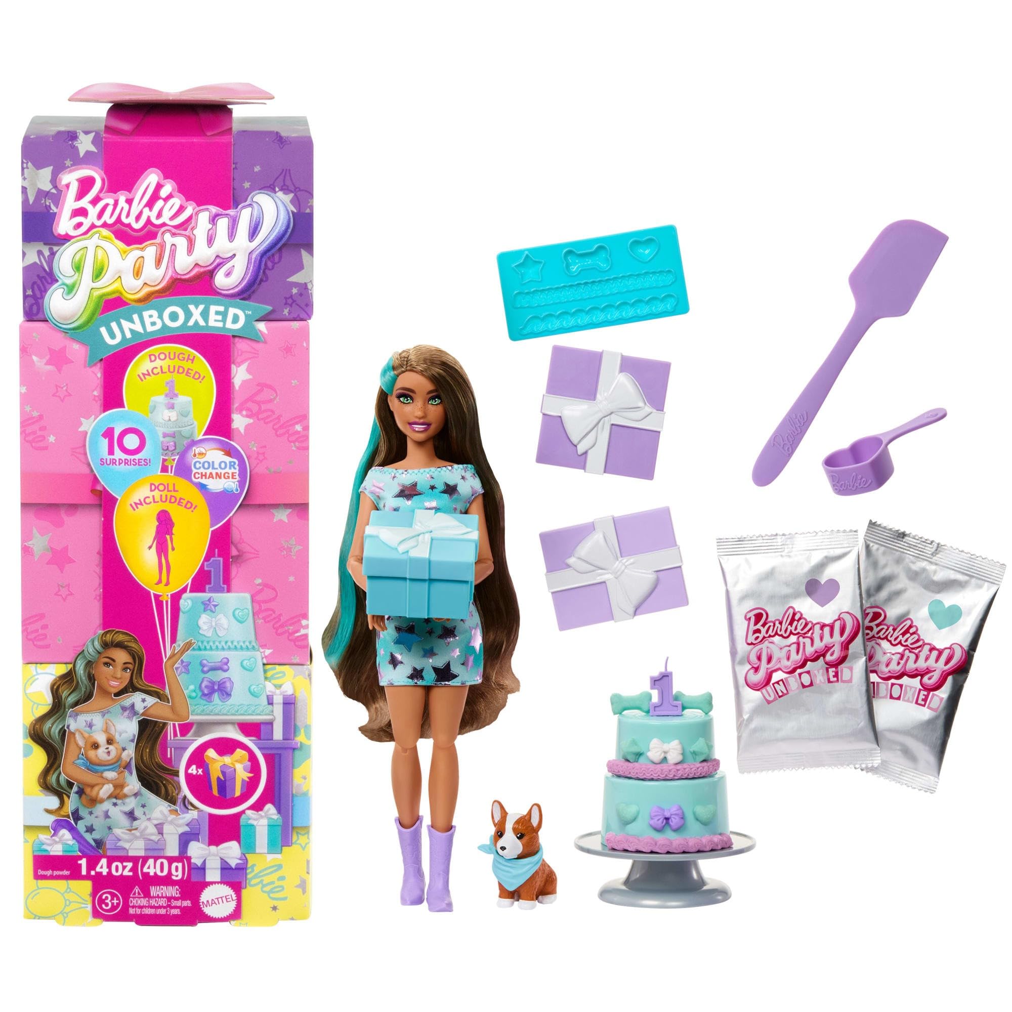 Barbie JFG68 Reveal Party Unboxed Pet Birthday Series Doll