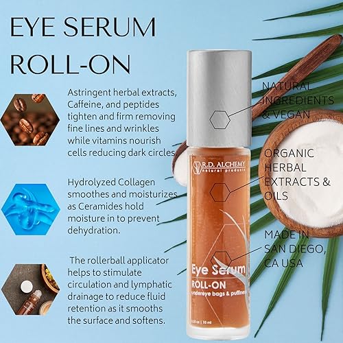 Miniatura 3 de RD Alchemy - Suero para ojos 100% natural y orgánico roll-on - El mejor suero debajo de los ojos para ojeras, bolsas, líneas finas y arrugas.