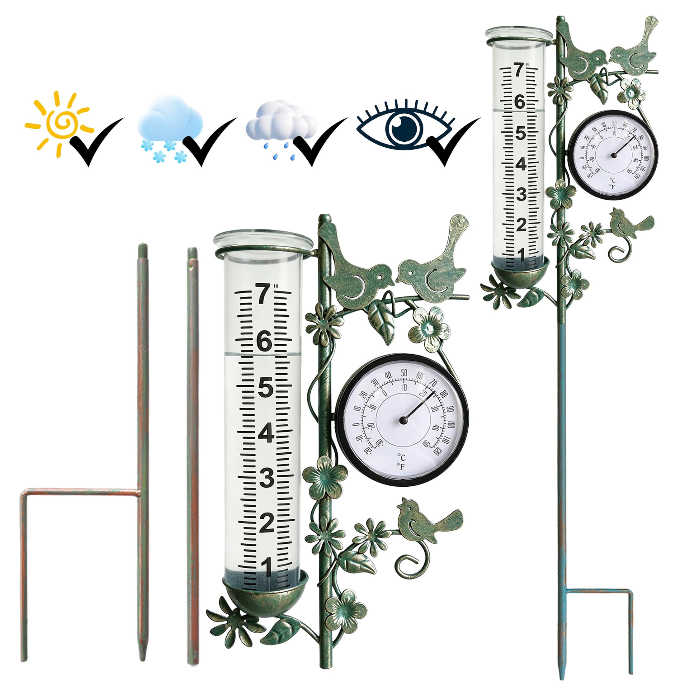 Regenmesser mit Thermometer, frostsicher und wetterfest