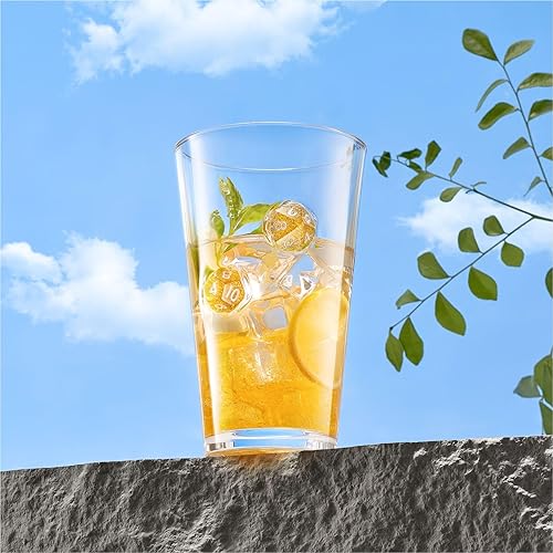 Miniatura 9 de Juego de 2, vasos para beber con dados DND incrustados, vasos de cerveza hechos a mano, vasos de vidrio Highball de 16 onzas, regalo para D&D o