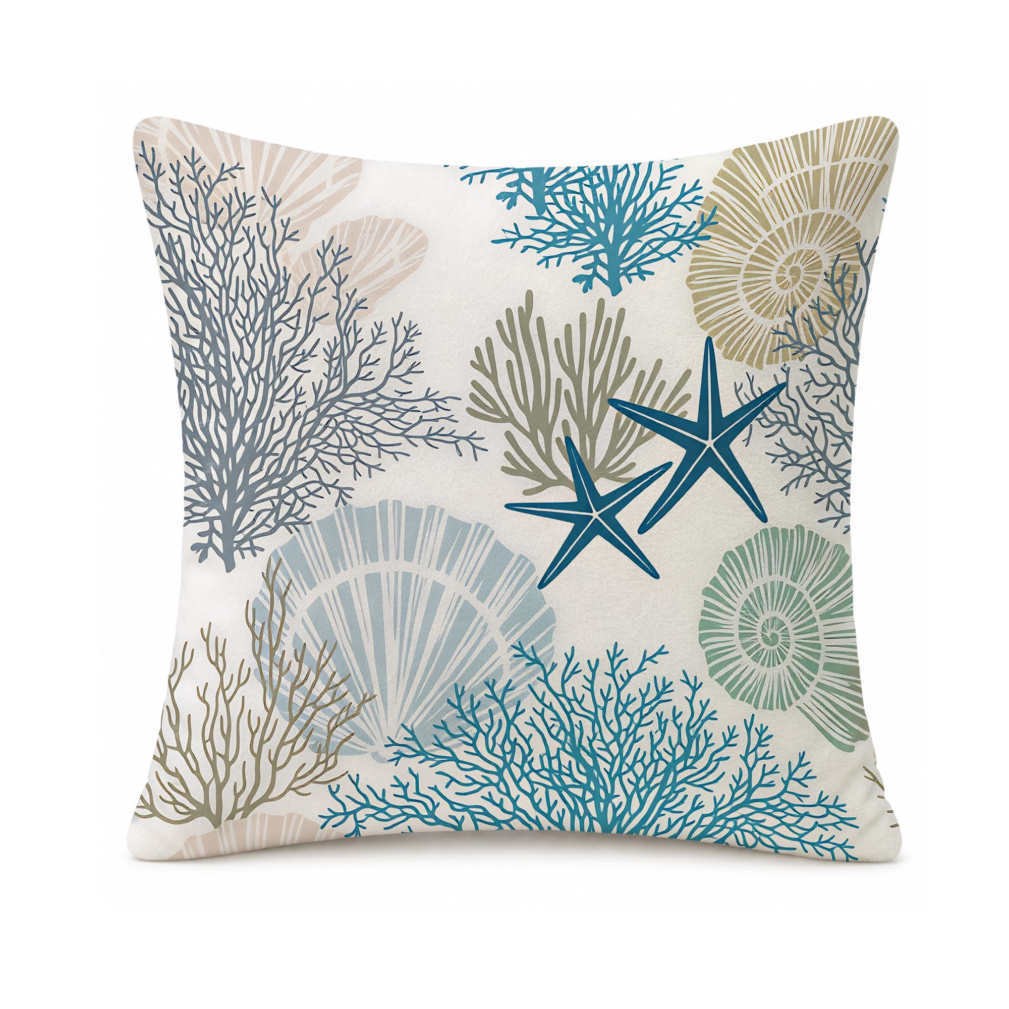 LQEBUY Coastal Coral Cushion Covers Hidden Zipper Soft Comfortable 45x45cm