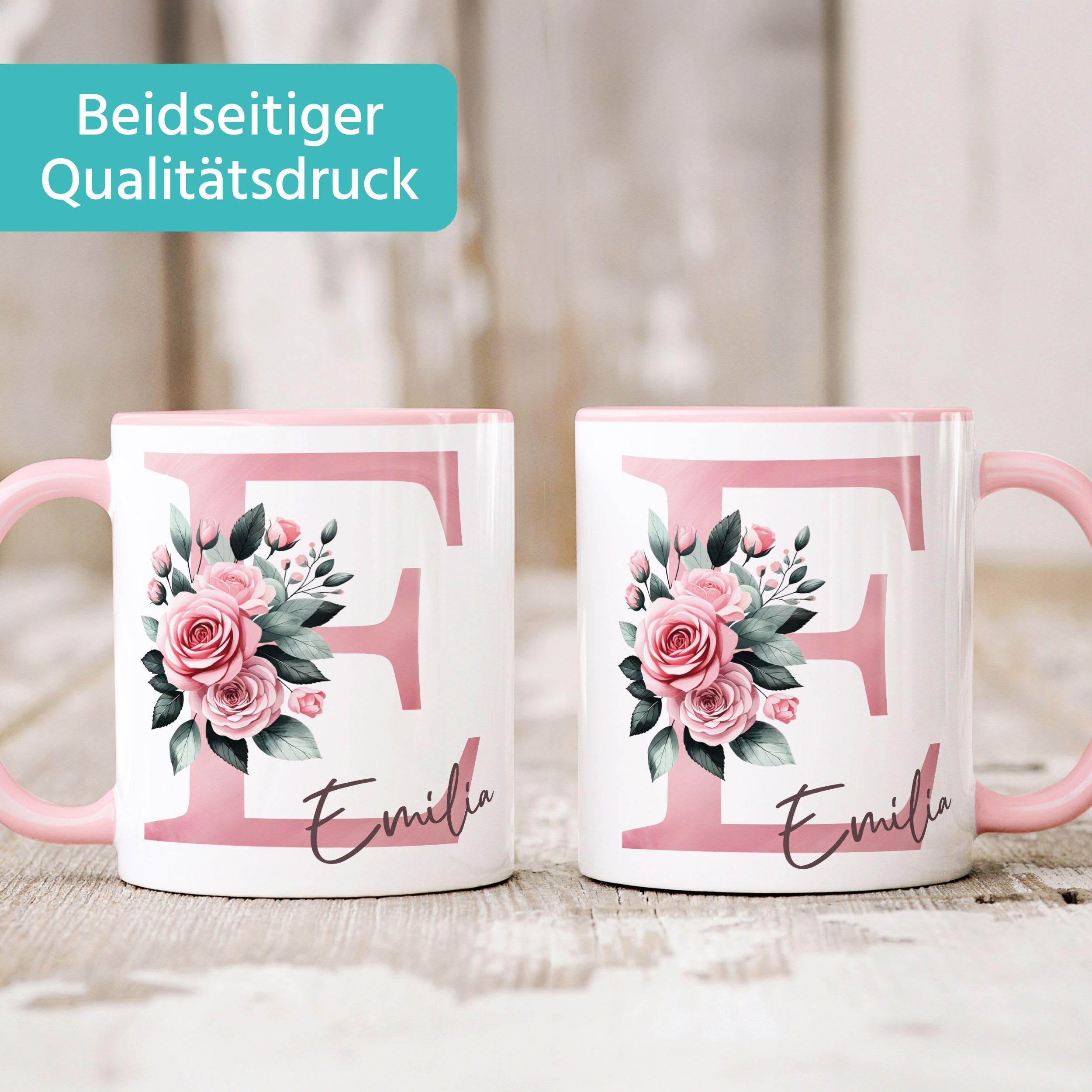 Personalisierte Kaffeetasse Mit Initiale & Name – Weiß, 325 Ml, Goldener Druck, Geschenkidee