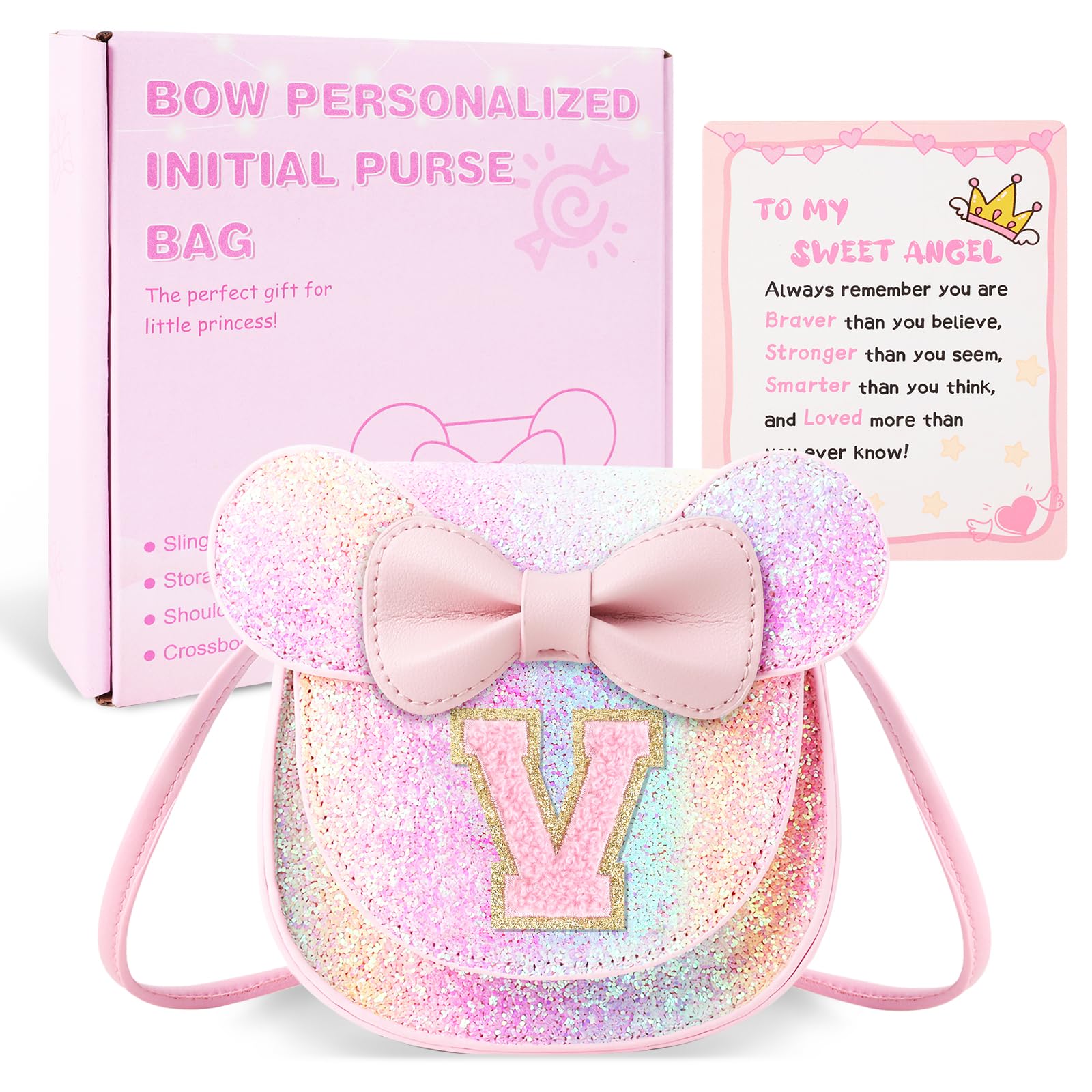 Little Girl Toddler Purse - Cute Mouse Ear Bow Crossbody Bag for 2-8 Year Olds - Birthday Gift