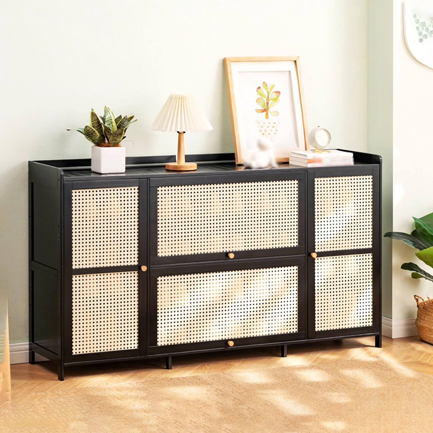Armoire de chaussures en bambou fin de l'encombrement meuble de rangement 4 portes entrée nette