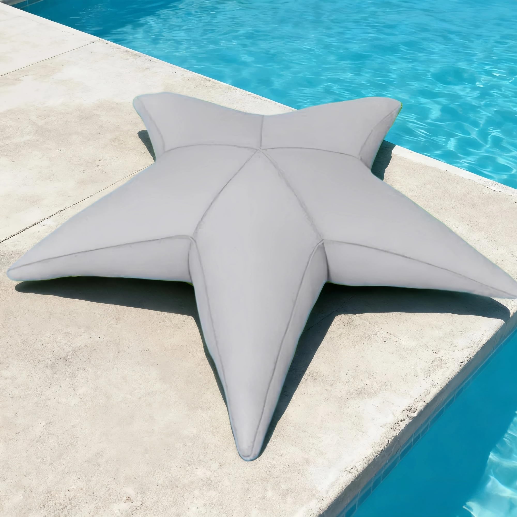 SXBCyan Wasserdichter Sitzsackbezug (ohne Füllmaterial), Pentagramm-Sitzsack für den Außenbereich, Netz-Sitzsack, riesige Sofaliege für den Außenbereich(Silvery,L-140cm-empty Cover)