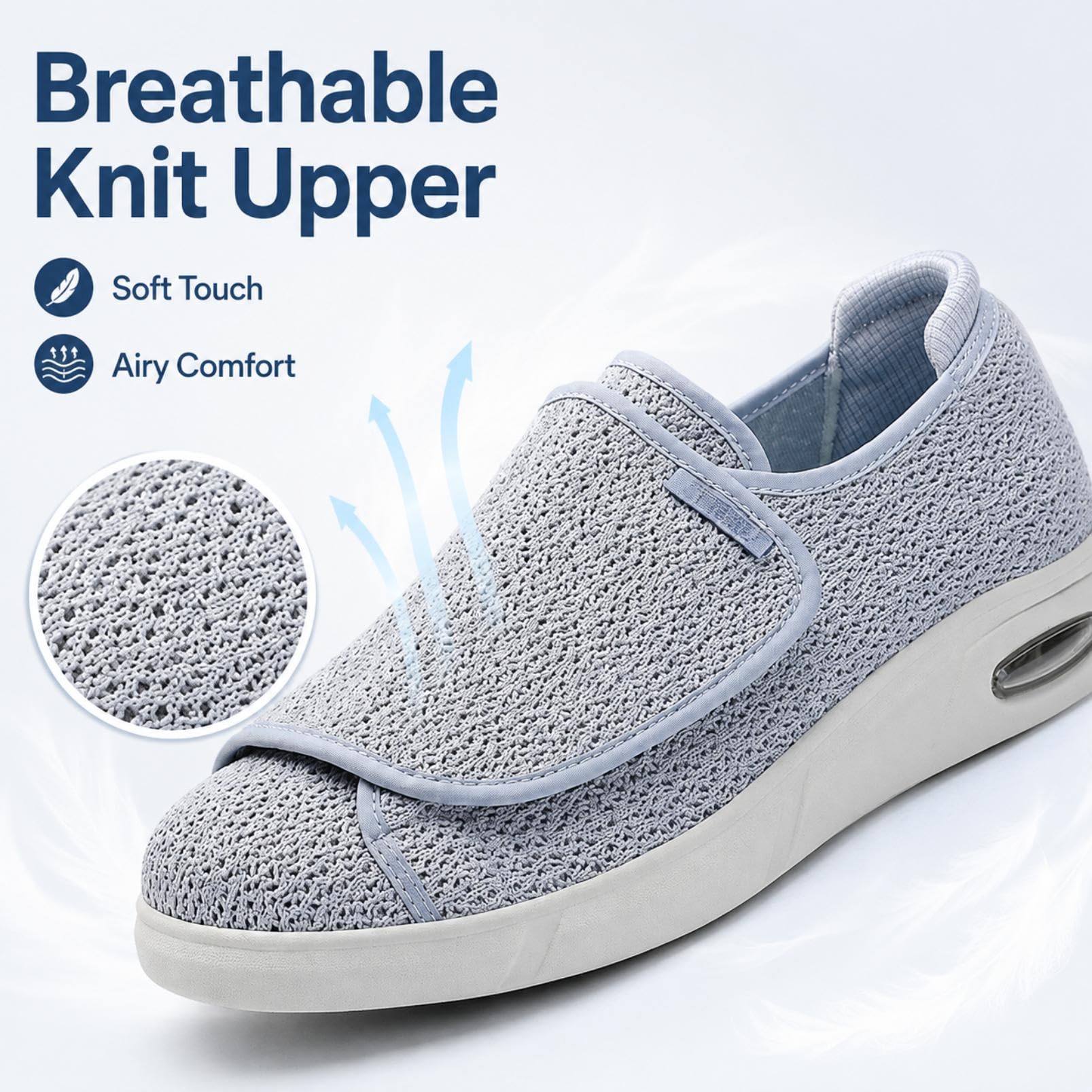 Genérico Zapatos Diabéticos Anchos Apertura Total Ajustables Malla Air Cushion