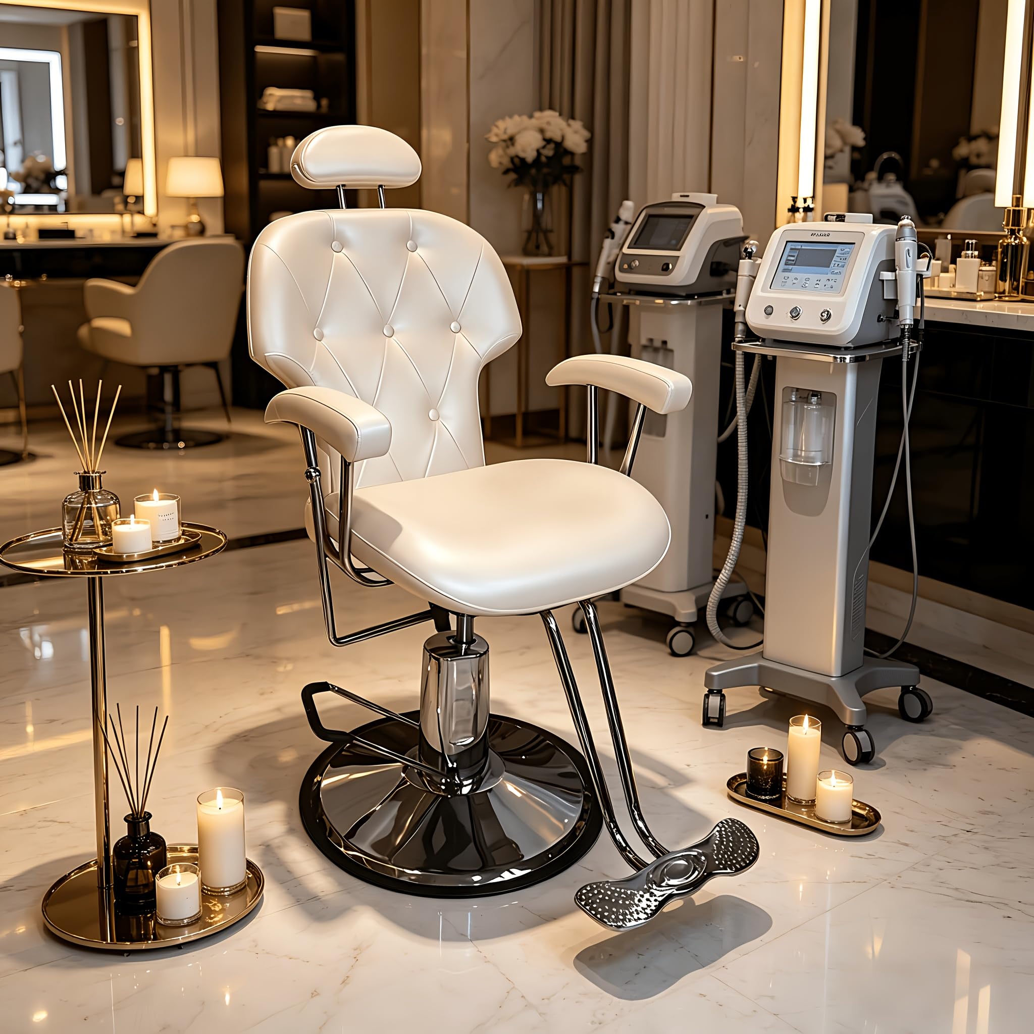 Hydrauliczne krzesło fryzjerskie Wielofunkcyjne krzesło do salonu fryzjerskiego salon kosmetyczny tatuaż makijaż i pielęgnacja twarzy solidna chromowana podstawa