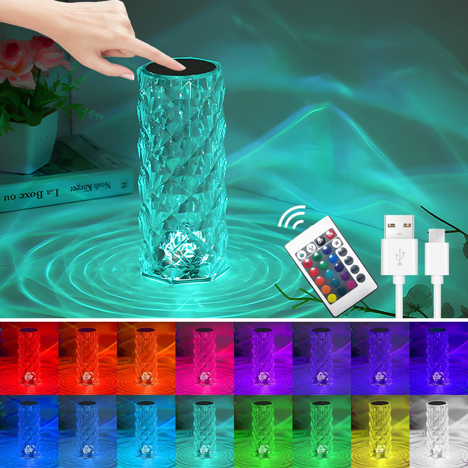 Lampe Moderne en Cristal avec Contrôle Tactile