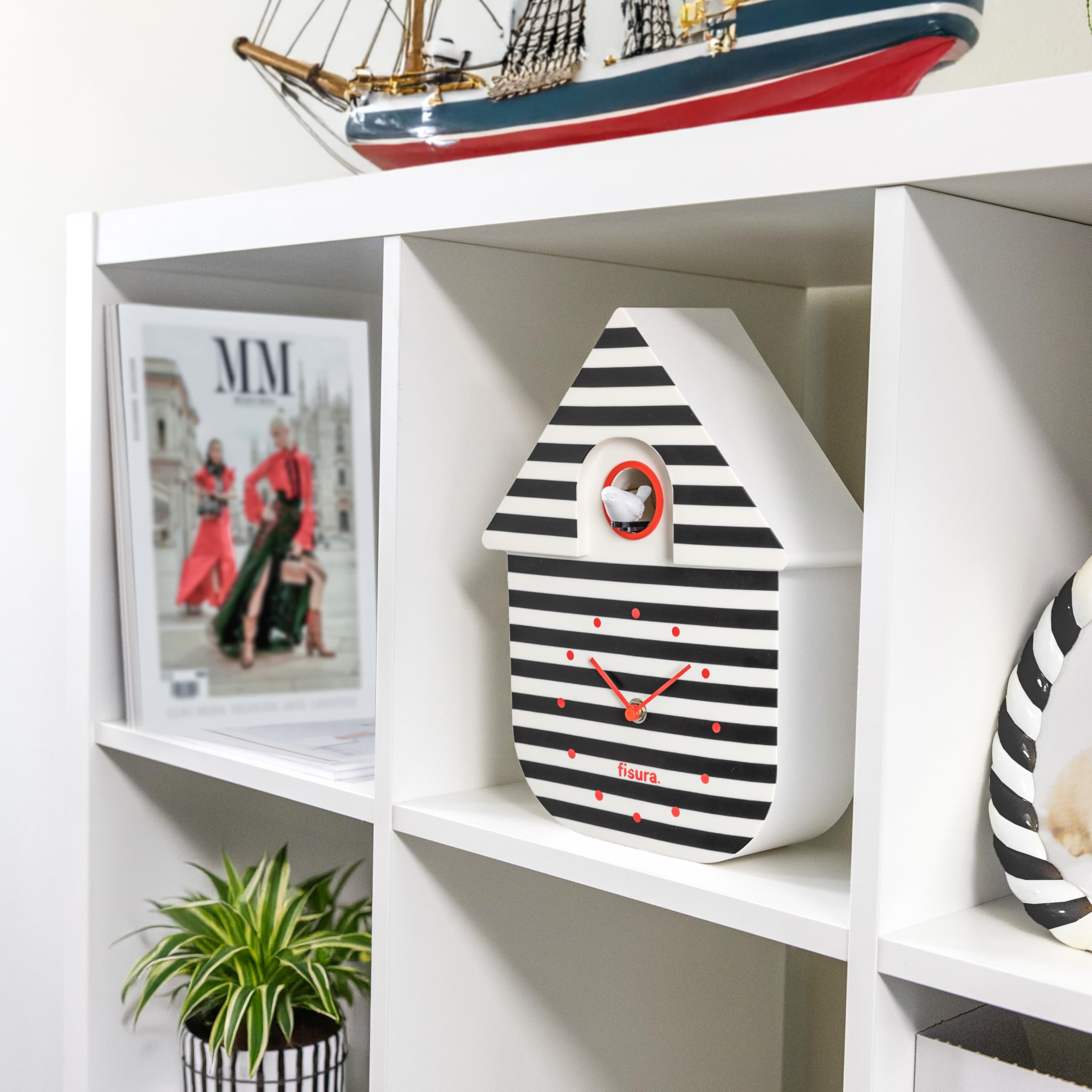 Orologio A Cucù Moderno Con Quadrante Rosso - Bianco E Nero, Decorazione Parete Originale - Foto 12