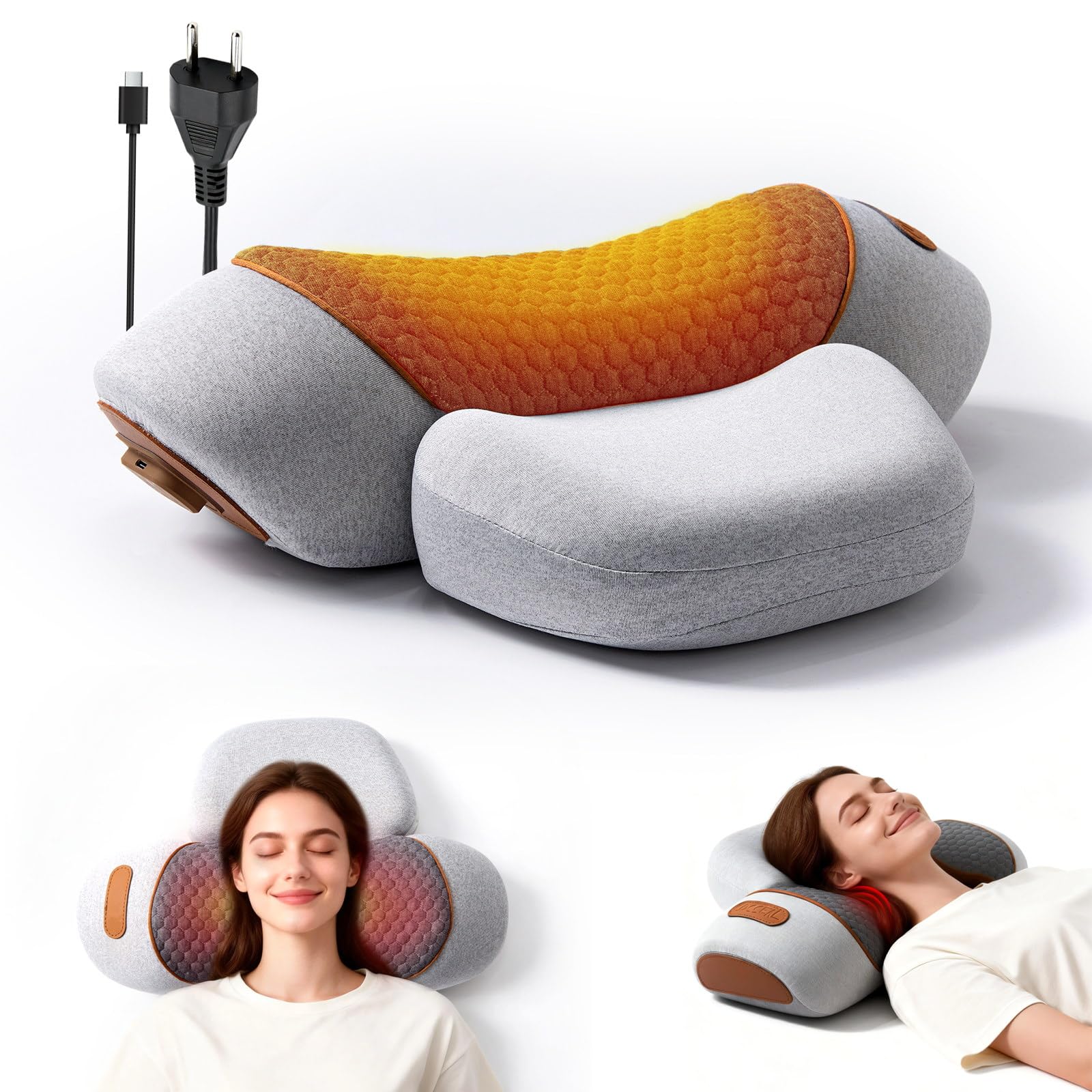 Masseur Cervical avec Chauffage, 2026 Oreiller de massage chauffant pour le cou avec vibration, Masseur Cervical et Dos Électrique, Pour le soulagement de la douleur