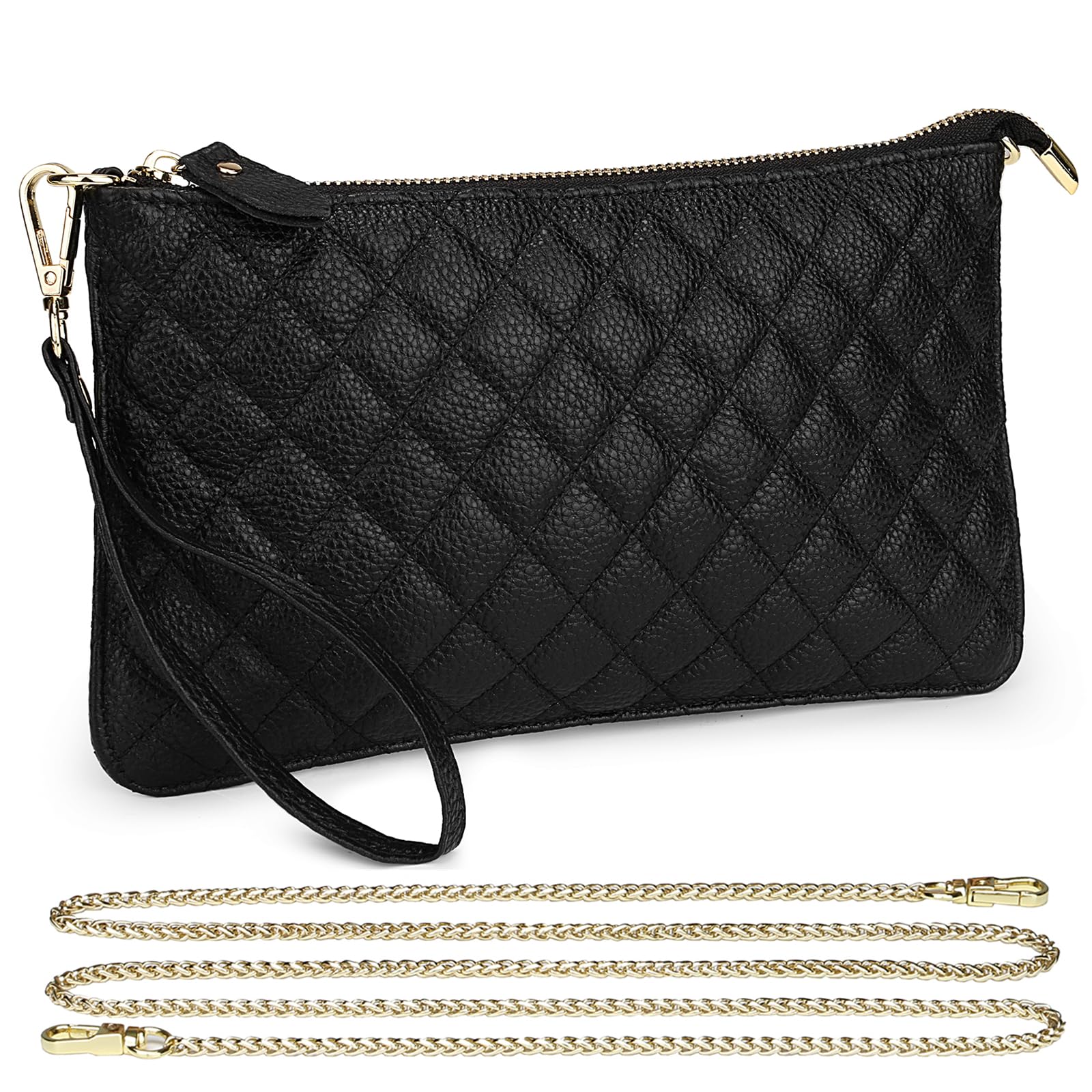 Uromee Genuine Leather Wristlet Wallet Clutch Purses with Detachable Chain