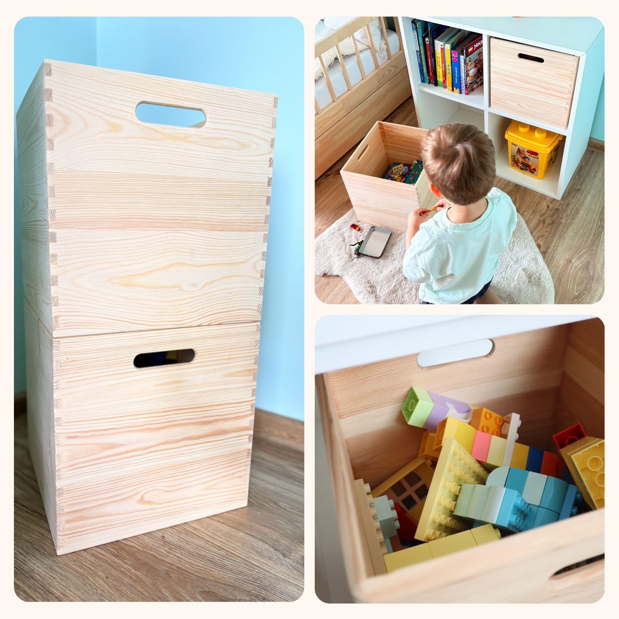 Spielzeugkiste aus Holz, Holzkiste 30x30x30 cm, Aufbewahrungsbox fürs Kinderzimmer & Wohnzimmer – passend für IKEA KALLAX und EKET – Holzbox für Spielzeug, Bücher & Kinderzubehör SONDERPOSTEN