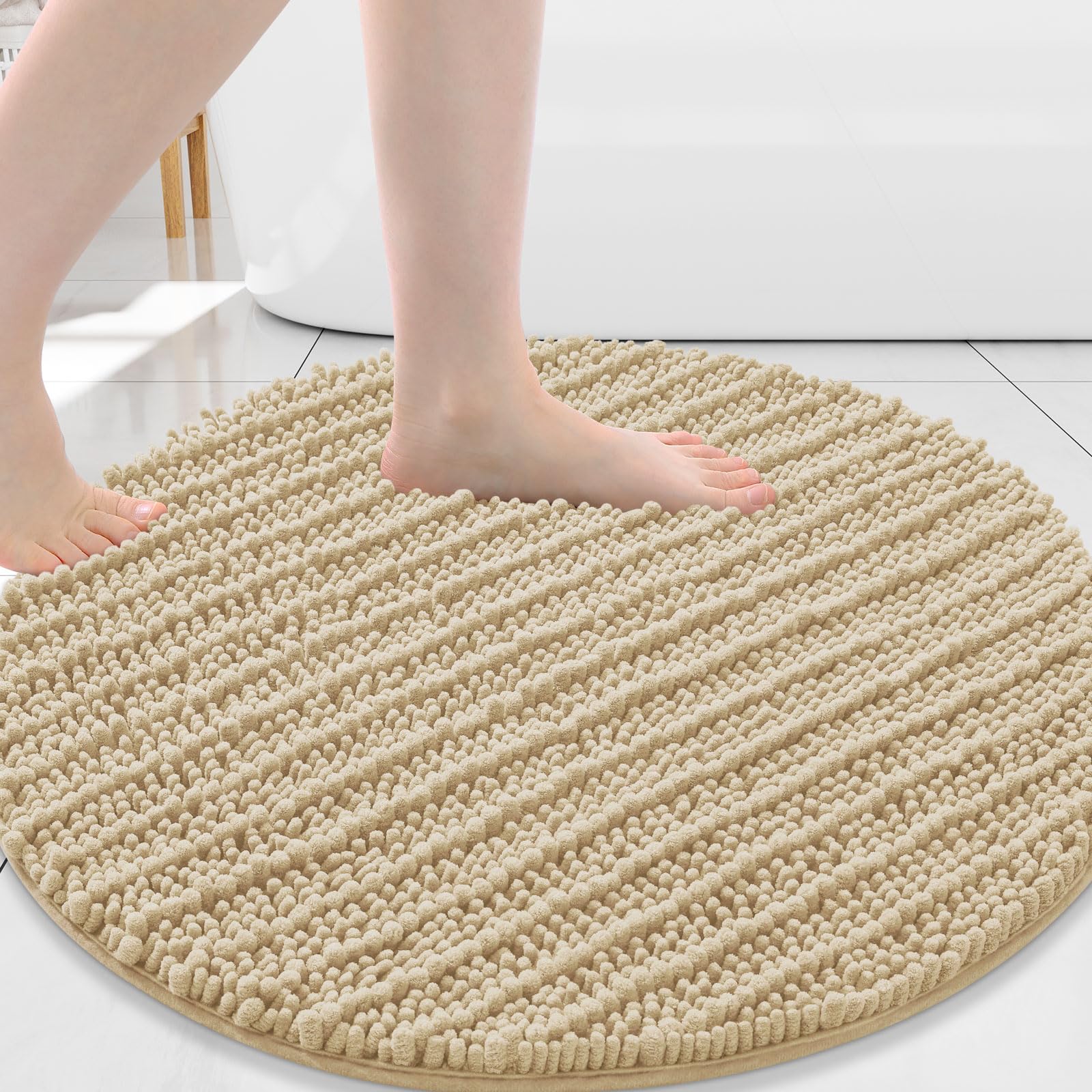 Arotive Round Bathroom Rugs 24x24, Soft Absorbent Chenille Shaggy Bath Mat