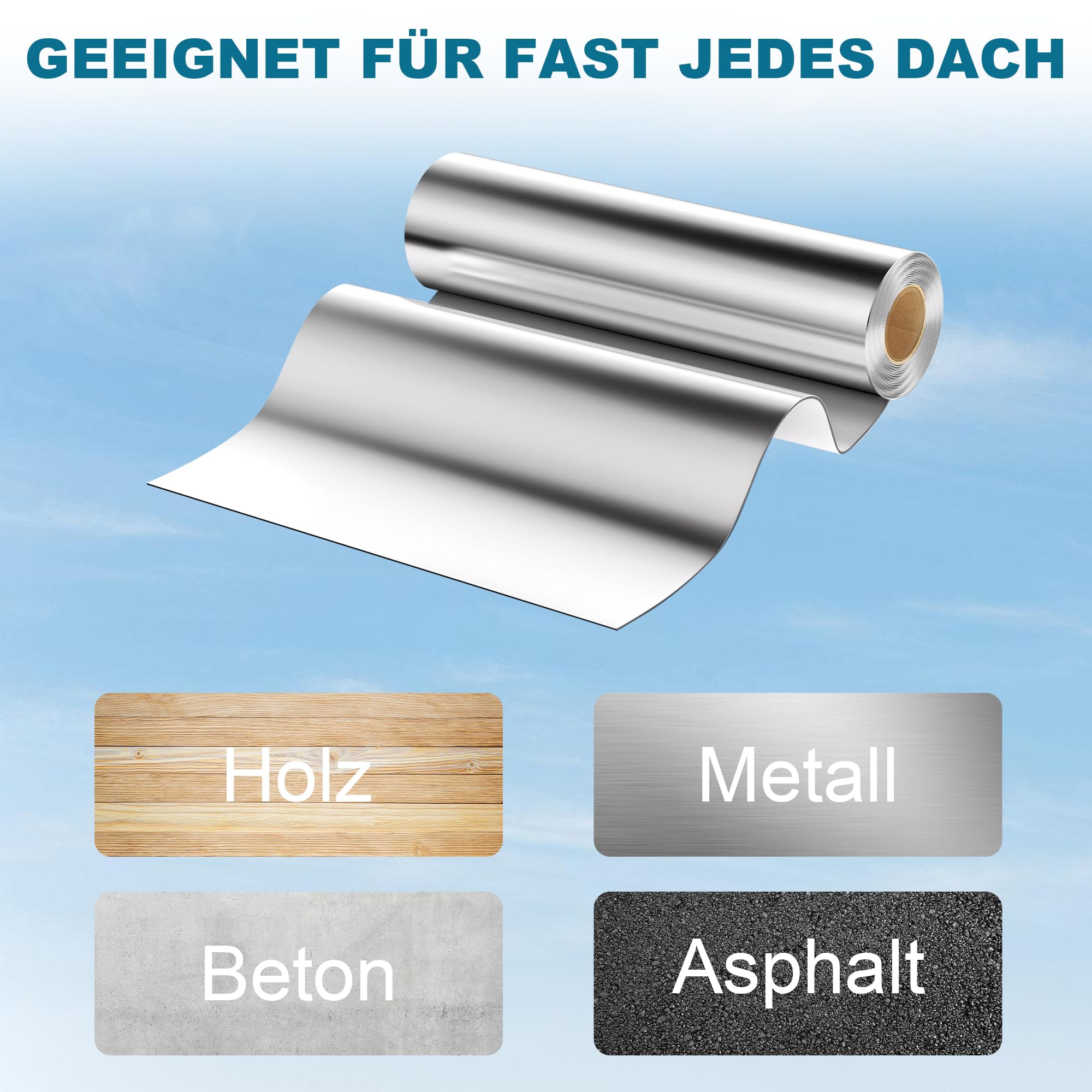 TEOV Dachfolie Aluminium 10㎡ Bitumenkleber Selbstklebend Dachbahn