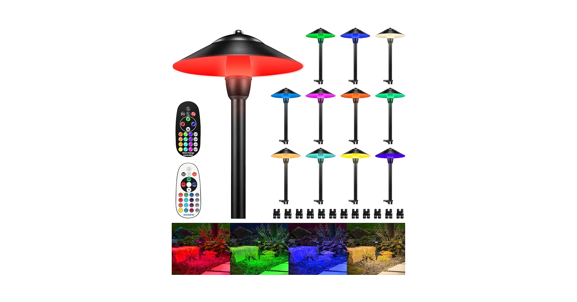 Gei NaiI Liｇht SUNVIE RGBW Low Voltage Landscape Lights 3W Color Changing